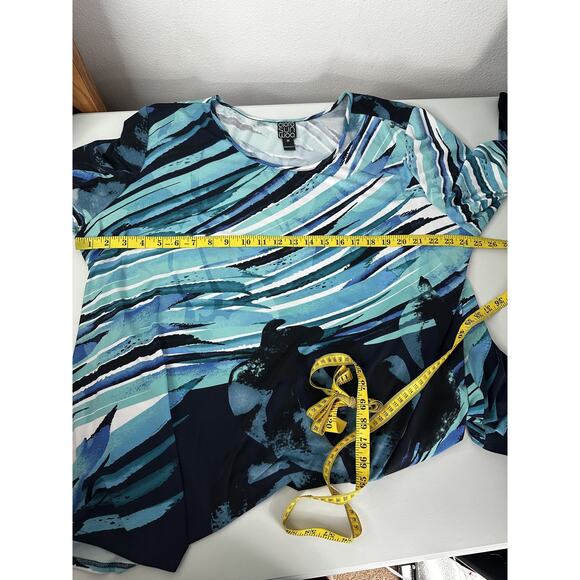 Clara Sun Woo Tunic Top Womens 3X Abstract Print Asymmetrical Made in USA - Picture 8 of 12